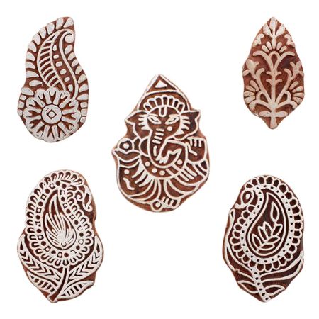 Set of 5 Piece New Mix Wooden Printing Blocks